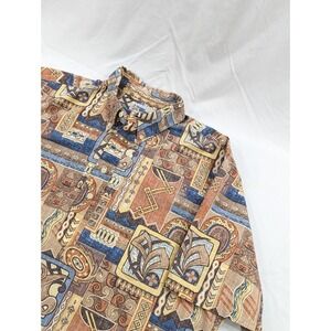 Vintage Reyn Spooner Half Button Pull Over Shirt Aztec Design Summer Hawaiian XL